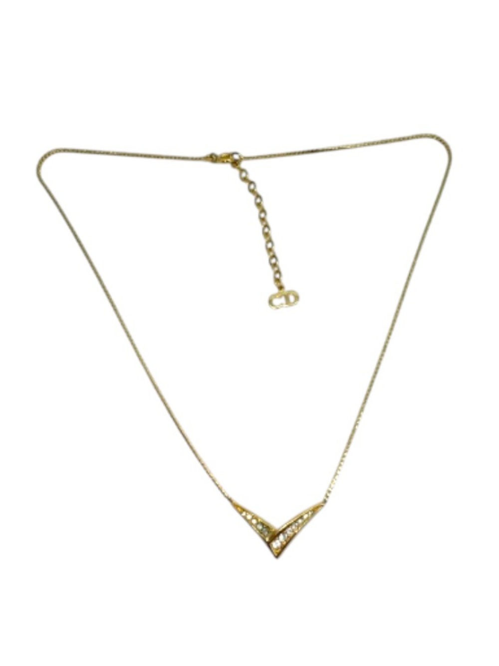 Christian Dior Gold Rhinestone Necklace | 17.5"